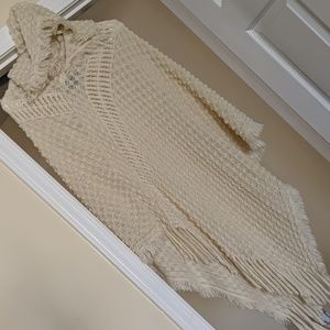 Hooded pull over poncho shawl